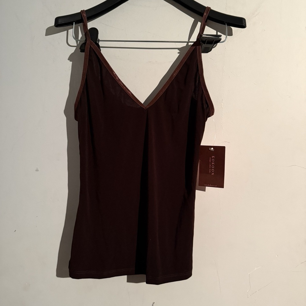 Kokoon Spaghetti Strap Top Medium Chocolate Brown Deep V Cami Boho Goblin‎ NWT